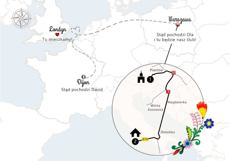 Mapa w zaproszeniu ślubnym