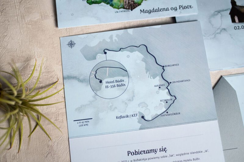 Zaproszenie ślubne z mapą dojazdu